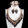 Exaggerated Jewelry Crystal Gem Necklace Earrings Four-Piece Women'S Dress Dinner Accessories