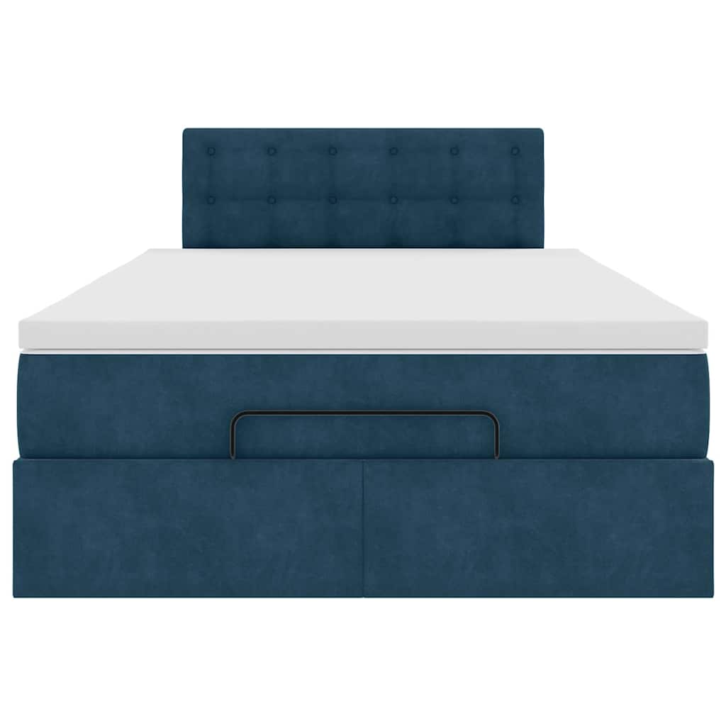 Ottoman Bed with Mattress Dark Blue 120x190 Cm Velvet
