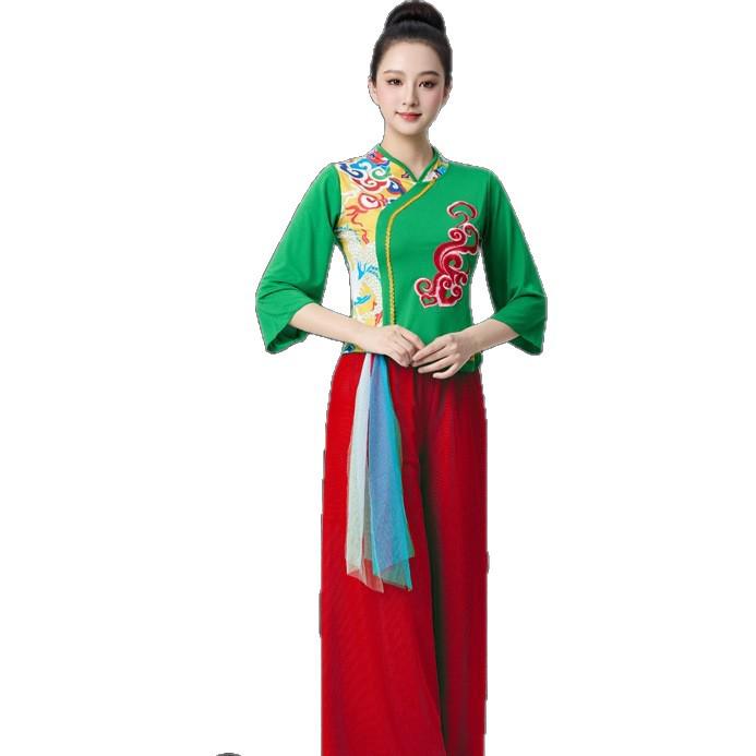 Women's Ethnic Dance Set: Gauze Skirt & Bell Sleeve Top for Spring/Summer Performances