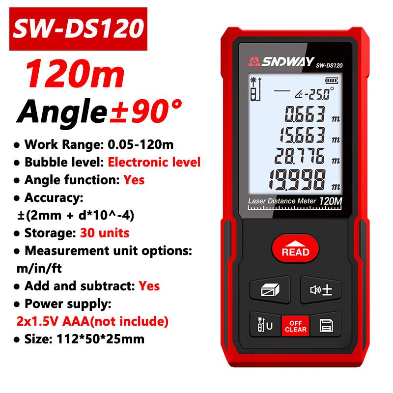 Pofessional Laser Distance Meter 50m 70m 100m 120m Rangefinder High Accuracy Digital Range Finder Build Measure Device