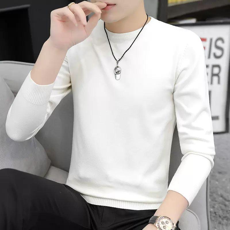 

2026 New Autumn and Winter Fashion Trend Inner Layer Knitwear Simple Solid Round Neck Slim Fit Long Sleeve Underlay Sweater M белый