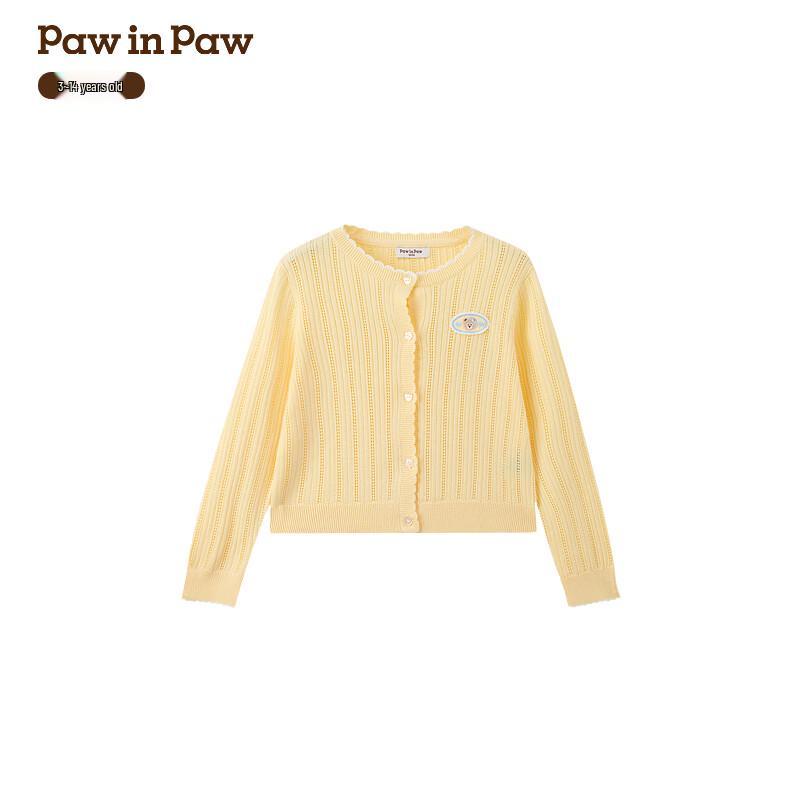 Детский вязаный кардиган PawinPaw с мультяшным мишкой для девочек 140