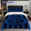 Biancheria da letto con sfondo stemma Inter Milan (1 * copripiumino + 2 * federa, senza nucleo) Set biancheria da letto morbido e confortevole Regalo di Natale compleanno