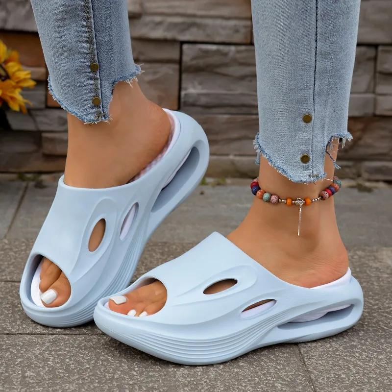 Fashion Shevalues Women's Summer Sandals  Soft Cloud House Platform Slides Unisex Outdoor Non-slip Beach Shoes Women Bathroom Slipper