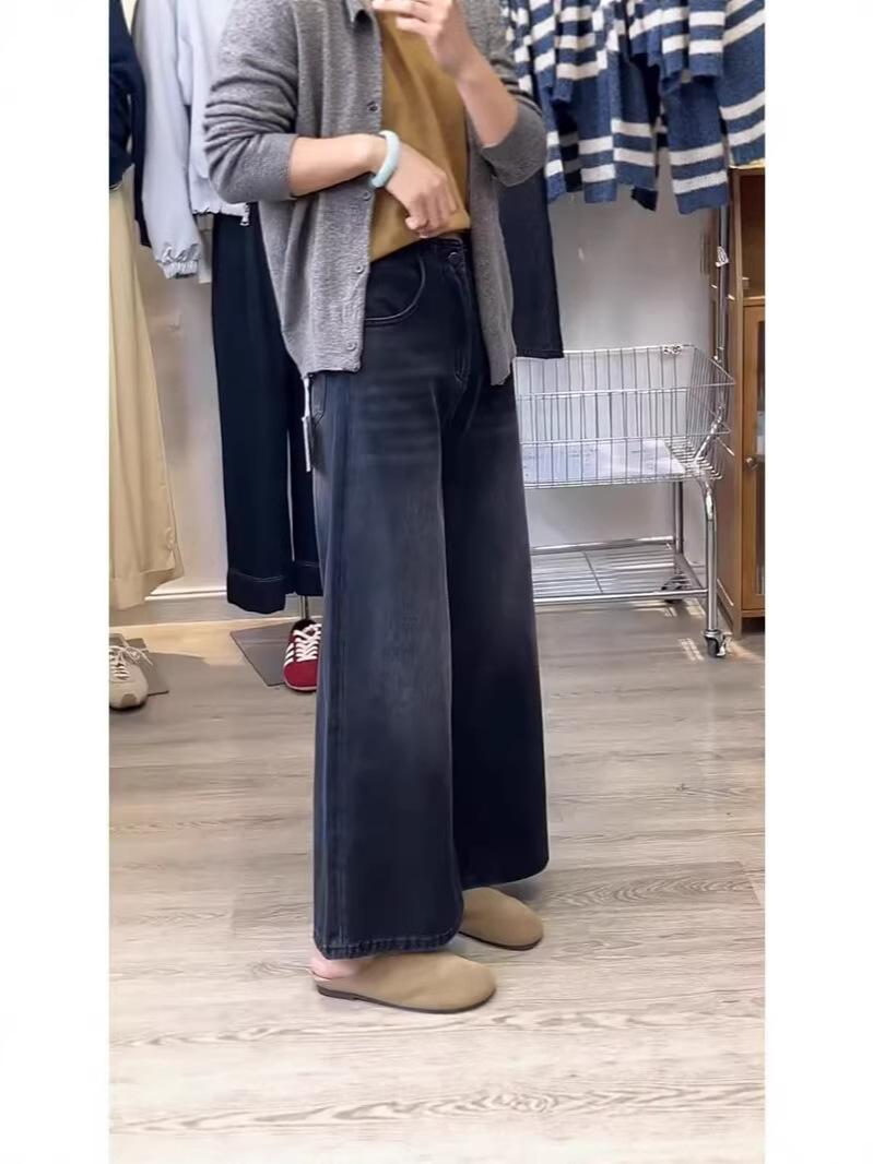 

Women s Plus Size High Waist Retro Denim Jeans - Autumn/Winter 2025 Straight & Wide Leg 3XL чёрный