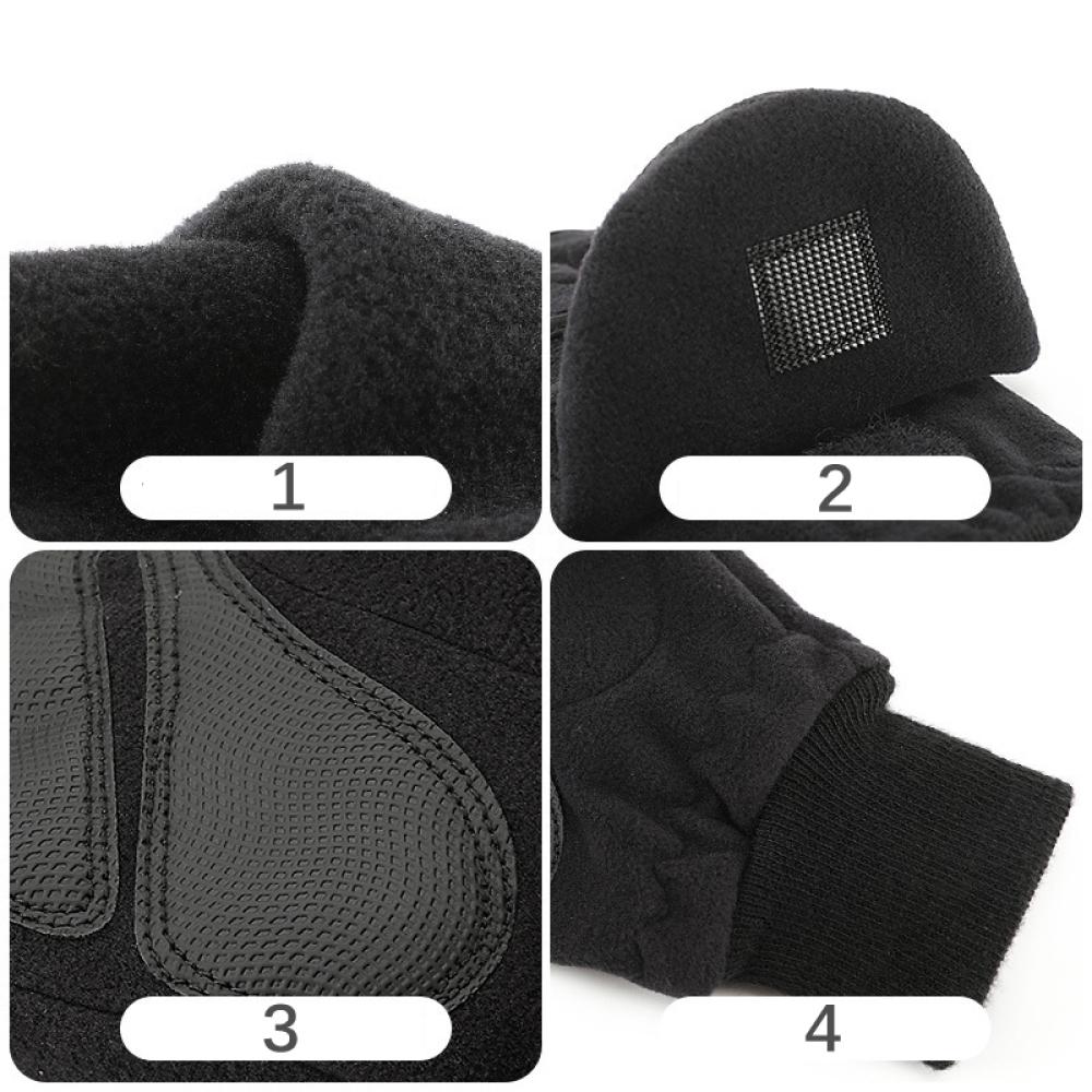Winter Polar Fleece Half Finger Flip Gloves Double Layer Thicken Touch Fingerless Convertible Mitten