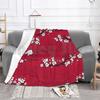 Red Japanese Cherry Blossom Pattern Blanket For Sofa Bed Travel Pattern Texture Chic Abstract Japan Japanese