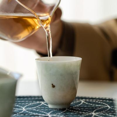 Handmade Porcelain Teacup Tri Color Floral Huakai Tumy Chinese Japanese Style Tea Cup Gongfu Tea Ceremony Gift for Tea Lover