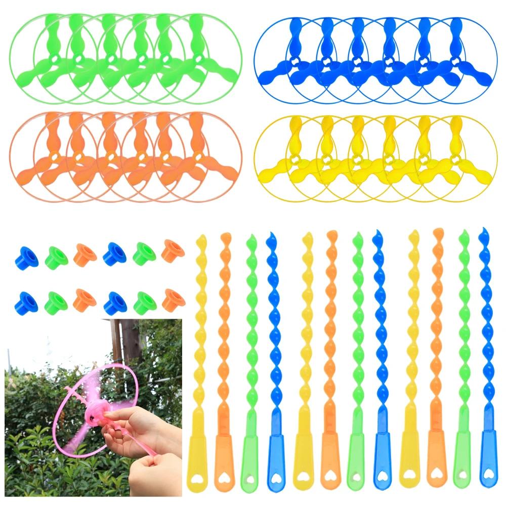 1-10Pcs Flying Helicopter Toy Hand Rotating Circle Bamboo Dragonfly Hand Rub Plastic Propeller For Outdoor Flying Toy Kids Gift