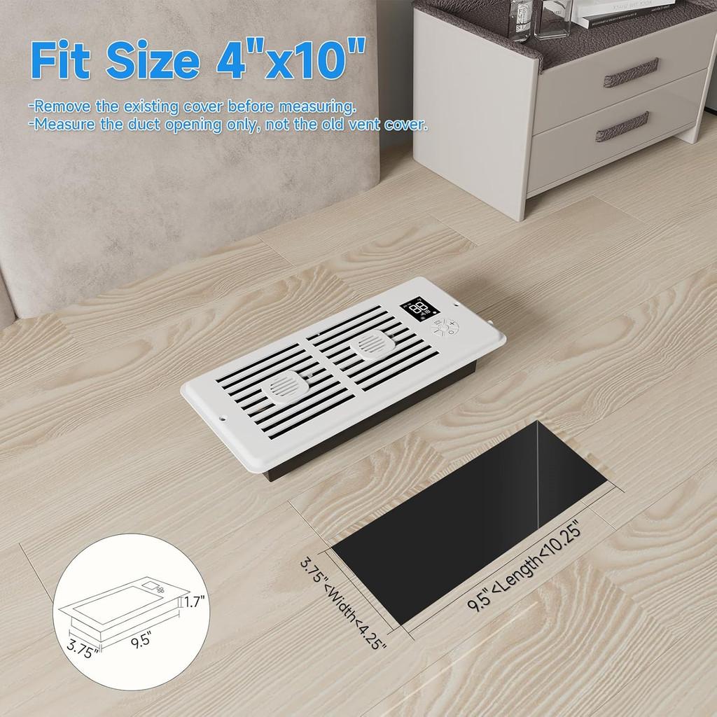 

4*10 Inch Booster Fan Smart Heating Cooling AC Vent Fan Remote Control & Thermostat Control Household Radiator