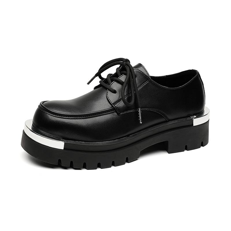 

Мужские повседневные деловые кожаные туфли, универсальные модные тенденции, британские маленькие кожаные туфли, нишевая обувь на платформе для знаменитостей из Интернета 8796-R 44 чёрный