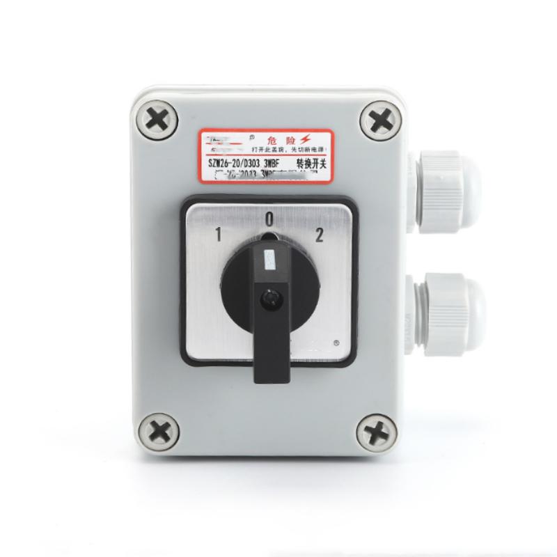 

1pc Rotate select CAM transfer switch 3 positions (1-0-2)12 terminal AC660V 20A SZW26-20/D303.3 with waterproof box
