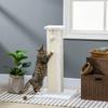 Cat Scratching Post, Sisal and Plush, Hanging Ball, 41 x 41 x 81 cm, White and Cream