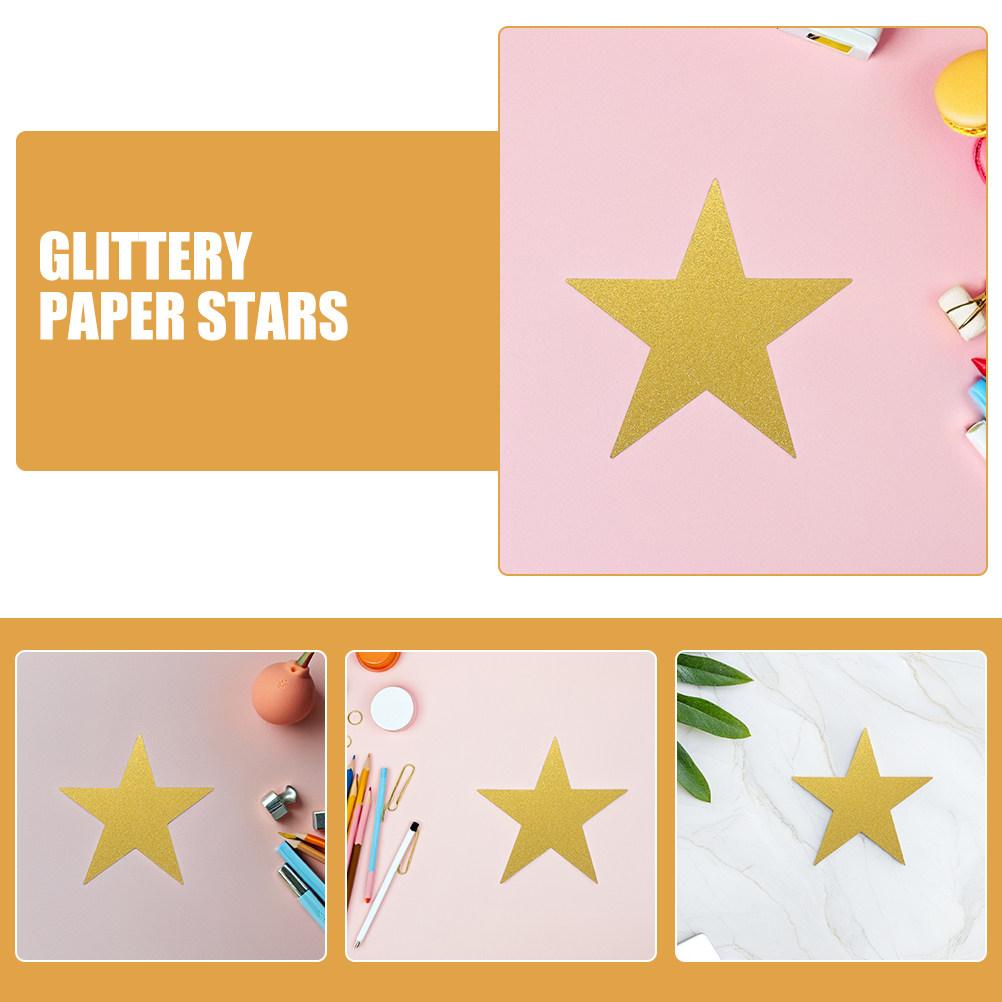 48Pcs Paper Star Cutouts Glitter Hand-Cut Decorations Classroom Bulletin Board Creative Drawing DIY Craft Supplies
