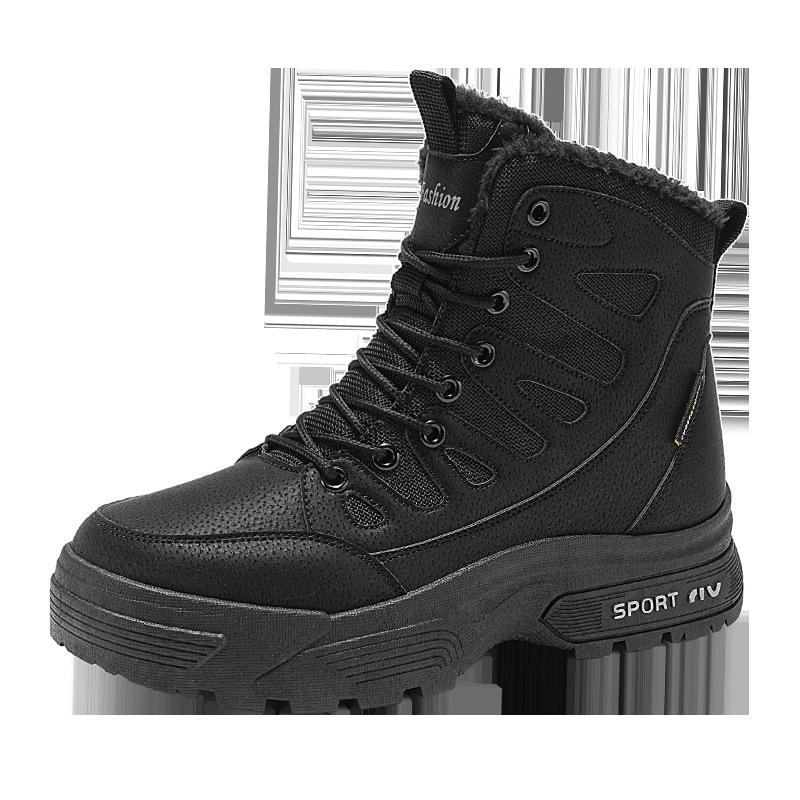 

Мужские кожаные зимние ботинки на флисовой подкладке с нескользящей подошвой для экстремального холода 43 чёрный