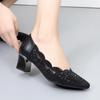 Summer Fashion Loafers Genuine Leather Pumps Women Luxury Medium Heel High Heels Mesh Ladies Office Shoes Sandals