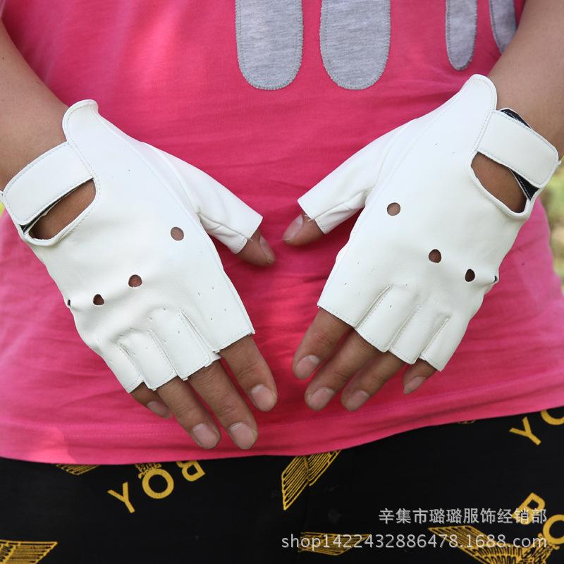 Half Finger Gloves Men's and Women's Street Dance Nightclub Bar Personality Gloves Motorcycle Gloves Summer