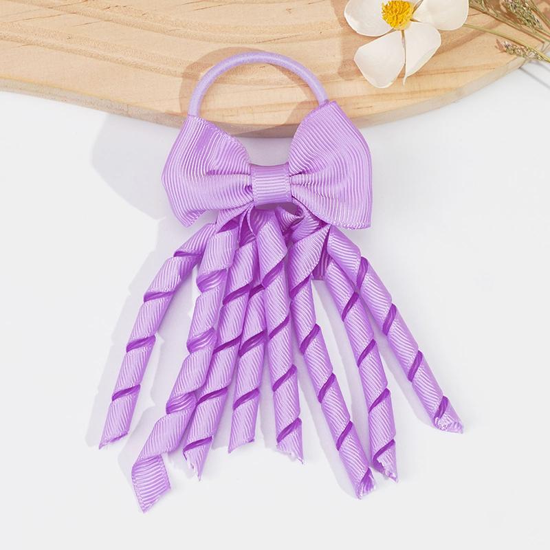 Grosgrain Ribbon Long Hair Ties Bows For Baby Girls Curly Hair Bows Elastic Colorful Kids Hair Band 2Pcs/Lot Whole