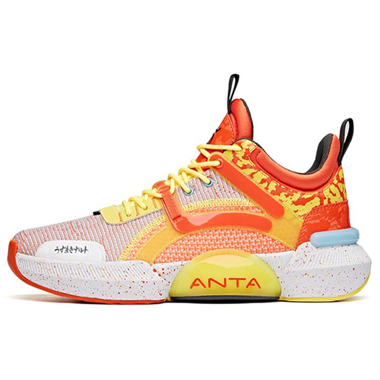 New ANTA Basketball Shoes Men Mid Top Orange/Yellow 112121615S-1