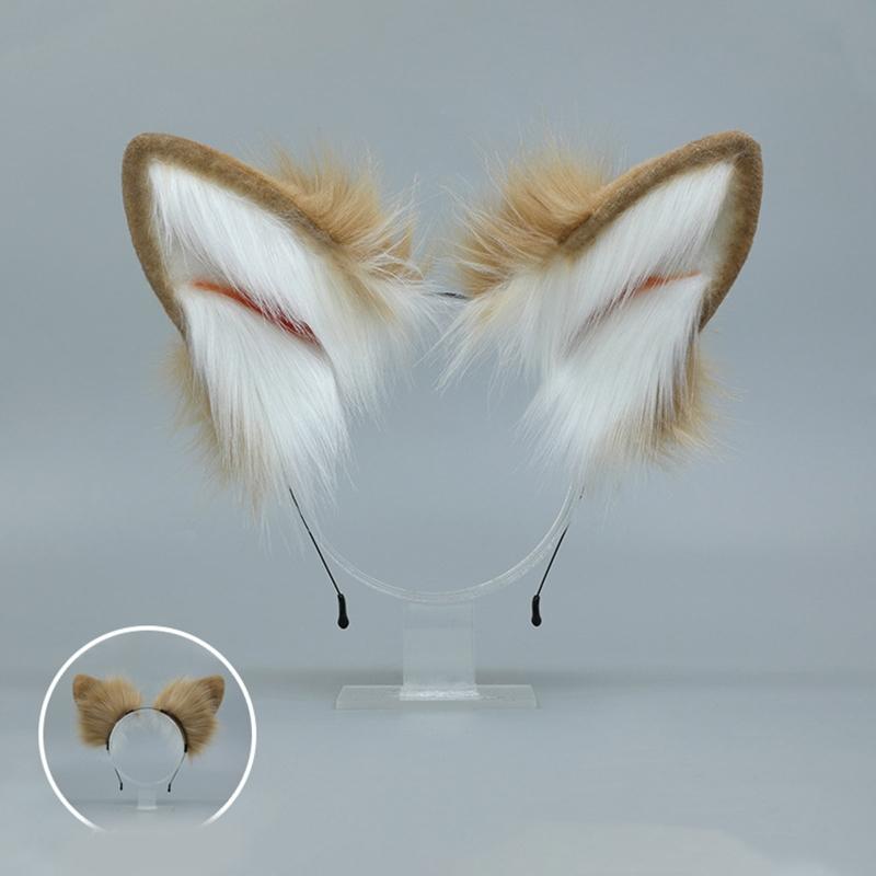 Cartoon Headband Fox Wolf Ears Shaped Hair Hoop Plush Party Headpiece Hair Band Party Cosplay Costume Props Unisex