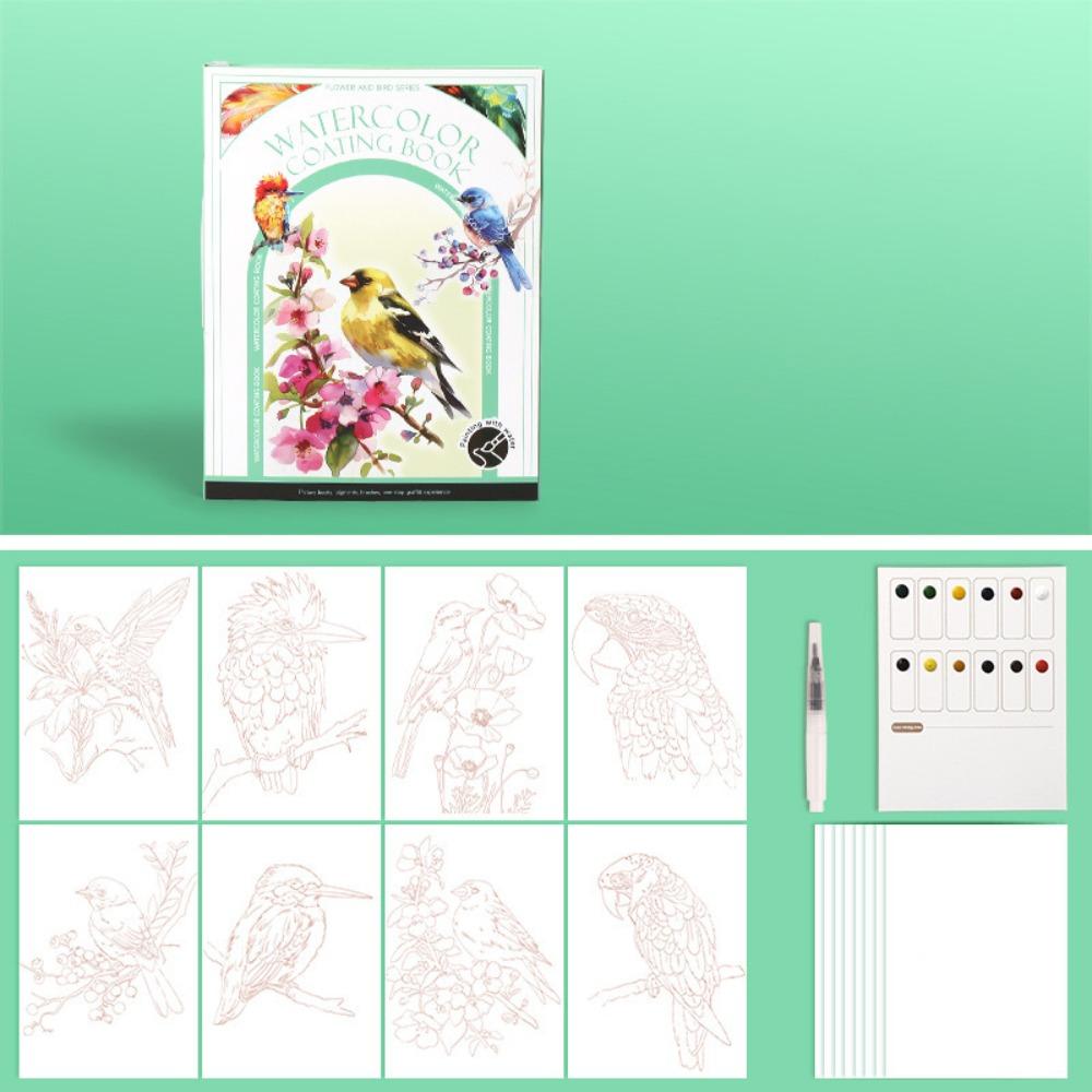 

Книга для розмальовування аквареллю для зняття стресу своїми руками, блокнот для малювання, живопис мистецтва Flower