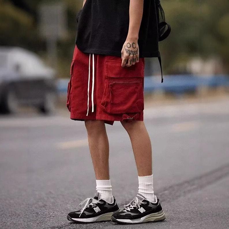 

Unisex Red Loose-Fit Wide-Leg Hiphop Work Shorts 2XL красный