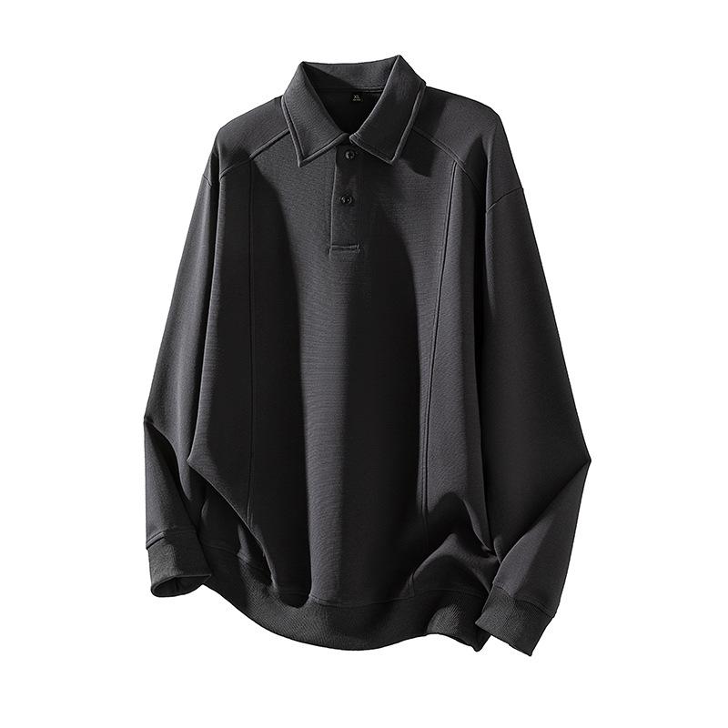 

Новая осенне-зимняя рубашка-поло с лацканами для мужчин большого размера, толстовка с длинным рукавом 4XL серый