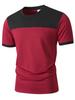 Men Color Block Casual Round Neck Short Sleeve T Shirt Cargo Shorts Two Piece Set
