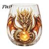 Crystal Orb Wine Glass Mythic Dragon Art Cup, 3D Sculpted Drinking with Ball, Detailed Mythical Animal Glassware 400ml Fantasy Whiskey Tumbler