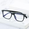 Personalized Square Rivet Decorative Glasses Frame, Anti-Blue Tr90 Flat Glasses, Can Be Equipped With Myopia Frame Glasses