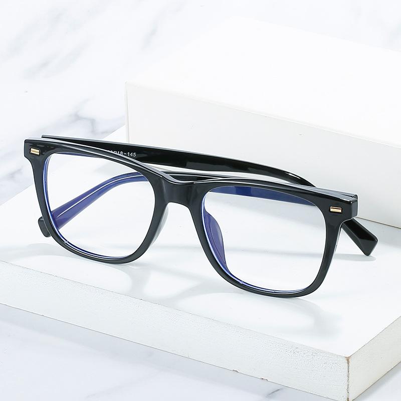 Personalized Square Rivet Decorative Glasses Frame, Anti-Blue Tr90 Flat Glasses, Can Be Equipped With Myopia Frame Glasses