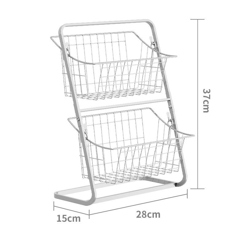 2-Tier Kitchen Fruit and Vegetable Storage Rack, Kitchen Living Room Vegetable and Fruit Basket with Compartments, Storage Shelf 2-tier белый