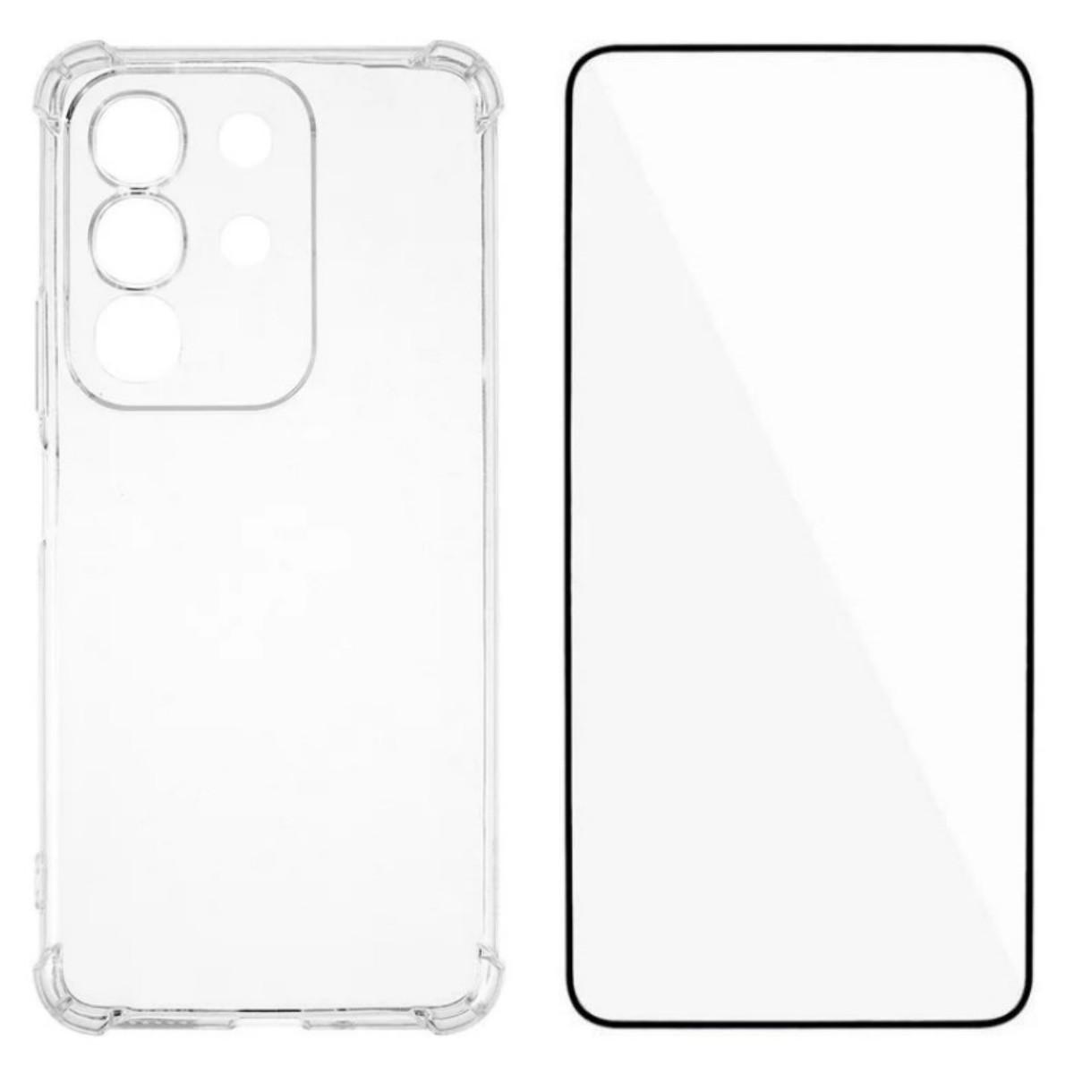 

For vivo T4x 5G TPU Case WANLONFENG WL3 Series 1.5mm Phone Cover with Tempered Glass Film Transparent