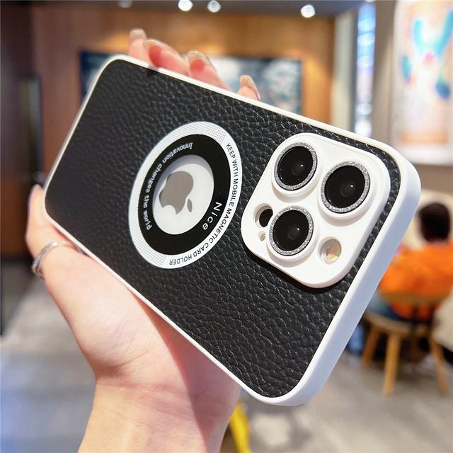 Luxury Sheepskin Leather For Magsafe Magnetic Case For Iphone 14 13 12 11 Pro Max Plus Wireless Charging Logo Hole Bumper Cover