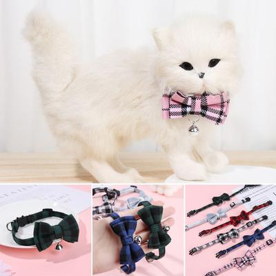 Cat Buckle with Bell Grid Collar Kitten Collar Cats Collar Puppy Collar Pet Supplies