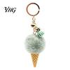 Soft Decorative Charm Plush Ice Cream Keychain for Backpacks, Fluffy Cone Keyring Decor Bag Charm, Pendant with Metal Ring Backpack Decoration