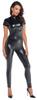 Noir - Sexy Glänzender Kurzarm-Jumpsuit Schwarz XL