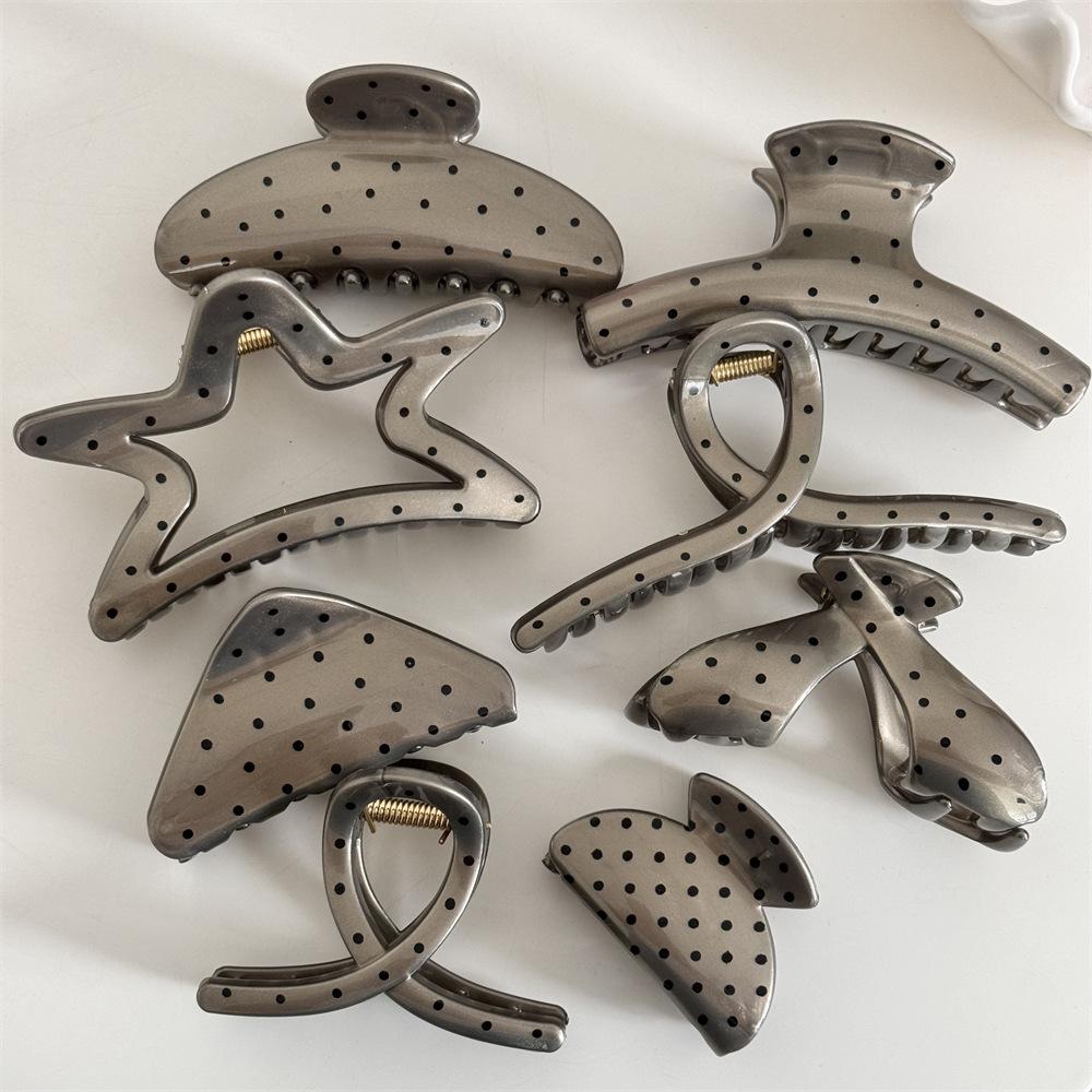 French Large Shark Clip High End Wave Point Gold Clip Niche Sweet At The Back of The Head Simple and Elegant Hair Clip