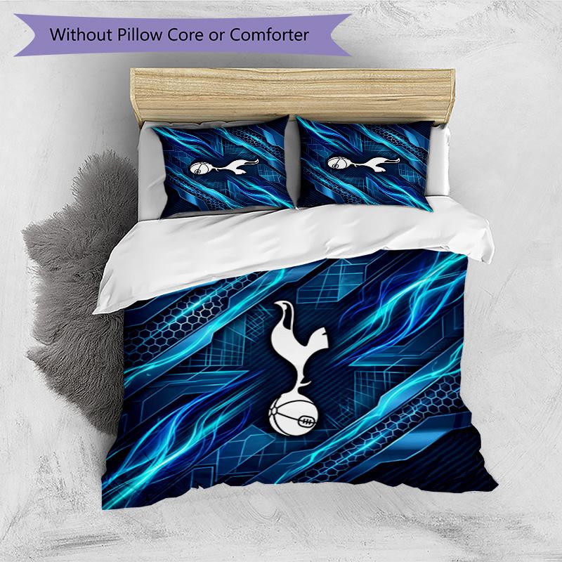Tottenham Hotspur Muster Gedruckt 3-teiliges Bettwäsche-Set Weich Hautfreundlich Waschbar Bettbezug & Kissenbezüge Set Ganzjahres Schlafzimmer