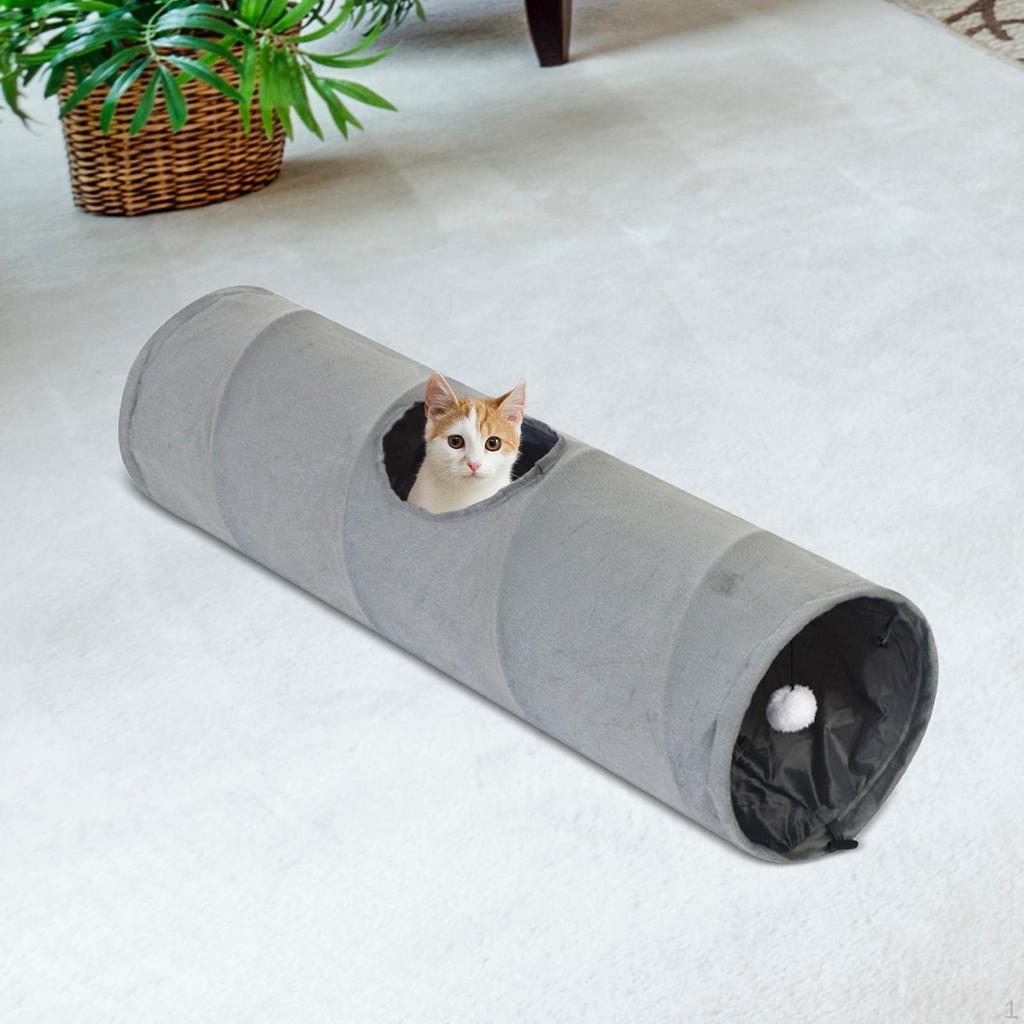 Cat Hideaway Tunnel with Openings, Portable Tube for Indoor Use by Puppies and Kittens