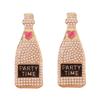 European and American New Fashion Personalized Small Fragrant Wind Geometric Wine Bottle Alloy Dripping Oil Love Diamond Pearl Earrings