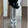 New College Style Soft Glutinous Pink Trousers for Women with High Waist Versatile Drooping Floor-moving Casual Trousers