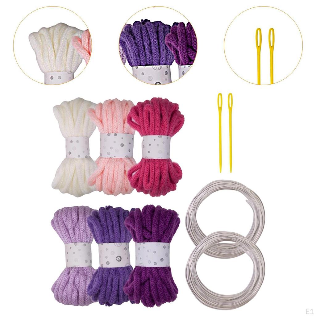 6 Pieces Knitted Yarn Bulky Yarns Crocheting Projects Elastic Arts with 2 Large Eye Neddle, Roll