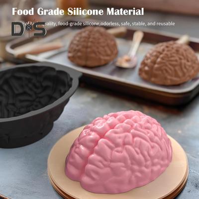 Silicone Brain Shape Mold Food Grade BPA Free Heat-Resistant Reusable 3D DIY Brain Cake Candy Dessert Mold