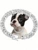 Single Hip Hop Cuban Link Pet Collar, Alloy Dog Necklace Inlaid with Faux Diamonds, Stylish Daily Pet Accessory