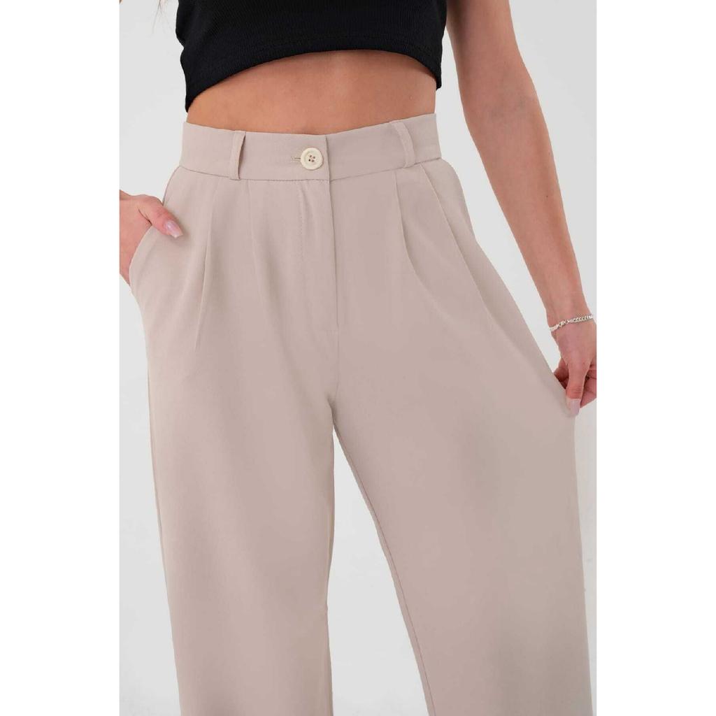 Woman White High Waist Palazzo Pants