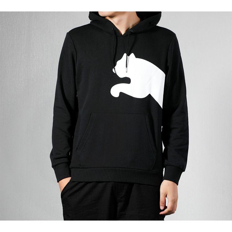 Puma Big Logo Knit Hoodie Men Tops Black 580566-01