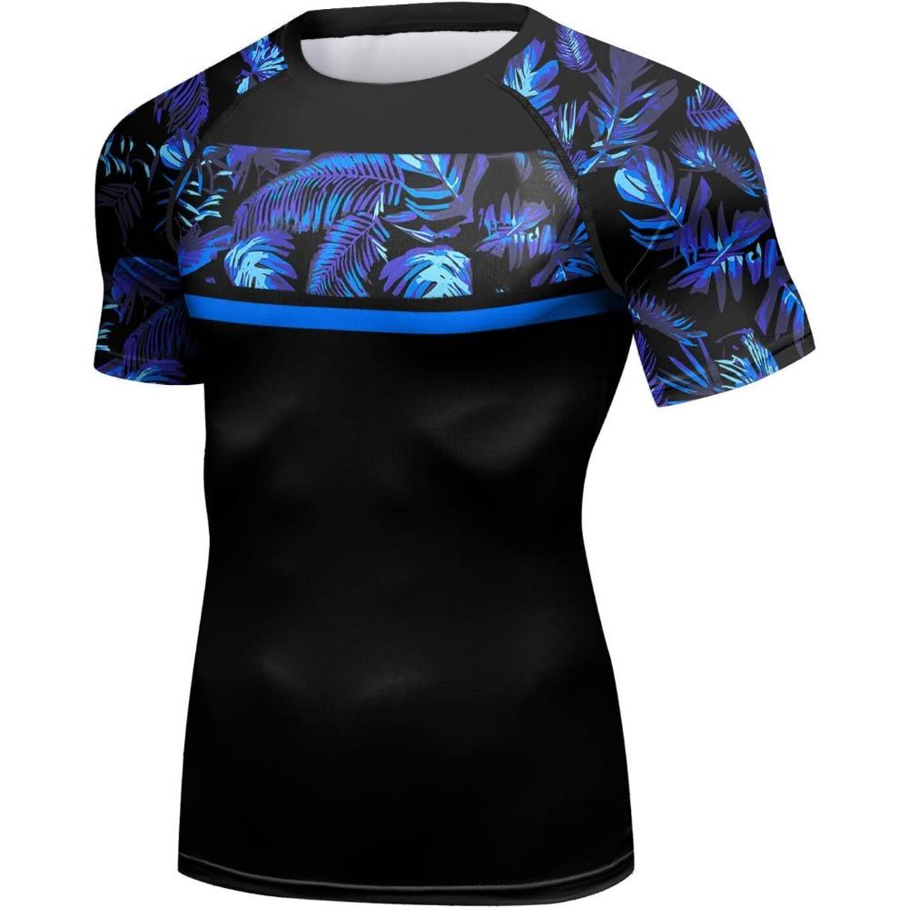 Red Plume Mens 3D Digital Printing Short Sleeve T-Shirt Outdoor Running Yoga Fitness Tight Shirt for Men