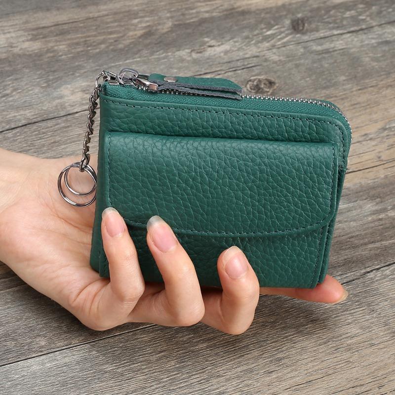 Japan, Europa und Amerika Wechseltasche mehrschichtig Leder einfach, Mini-Reißverschluss Münzbeutel Damen kleine Geldbörse Kartenetui