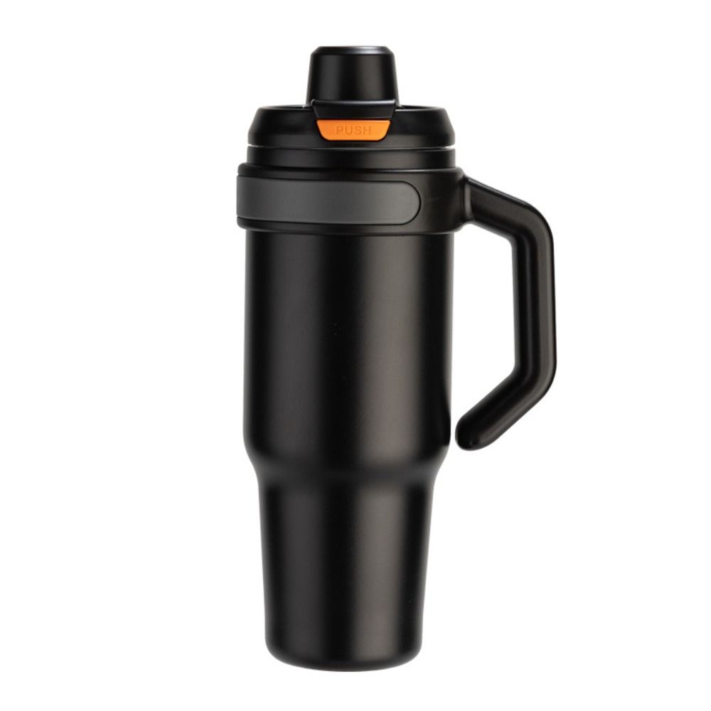 Straw Insulated Coffee Mug Ceramic Liner Travel Mug Handle Thermos Cup  Travel